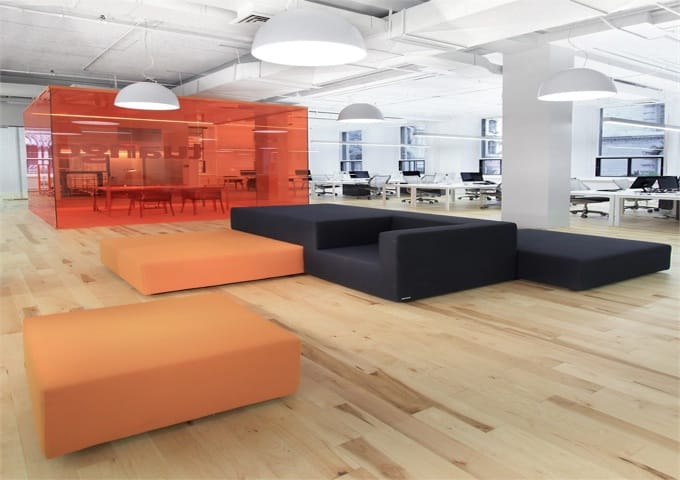 Détail du design intérieur - Conception-construction commerciale minimaliste Montréal