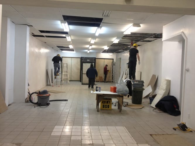 Progression démolition, chantier commercial Montréal