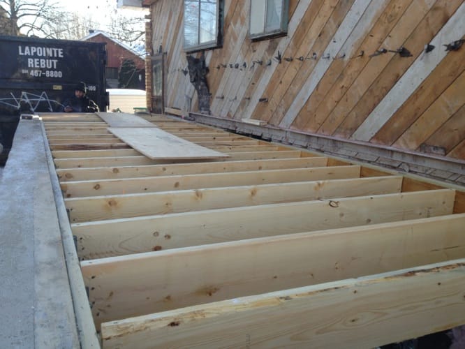 Installation charpente agrandissement - Saint-Lambert