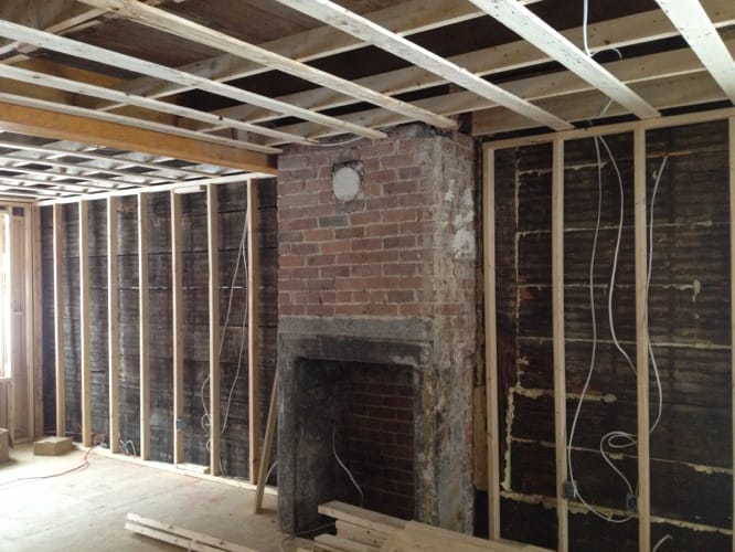 Rénovation duplex Montréal - vue chantier structure