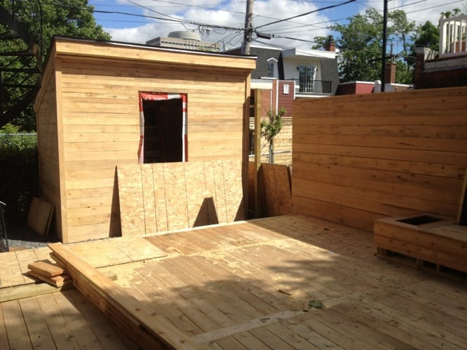 Vue détaillée construction terrasse Villeray