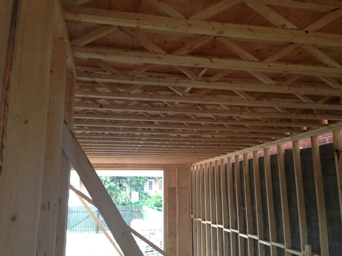 Vue globale structure charpente montée