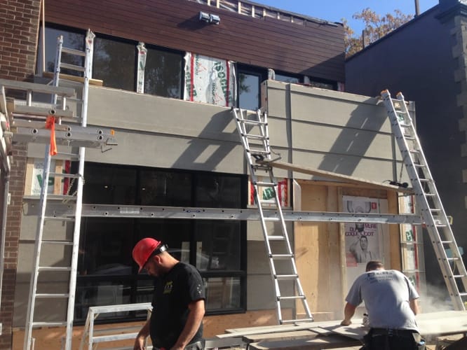 Progression travaux revêtement extérieur fibrociment