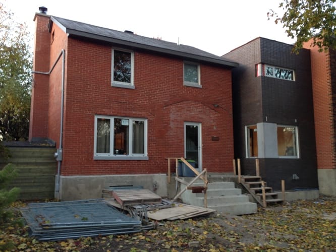 Agrandissement cottage charpente terminée Rosemont Montréal