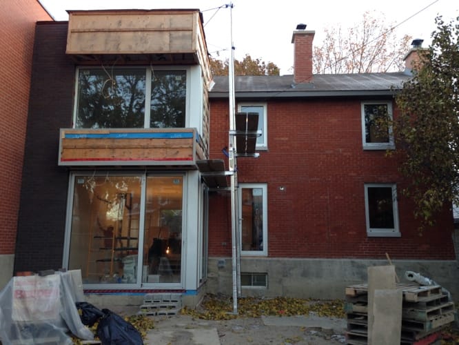 Détail corniche agrandissement maison Rosemont architecture