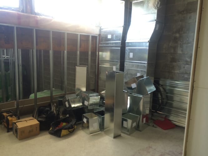 Avancement intérieur chantier commercial boulevard St-Laurent