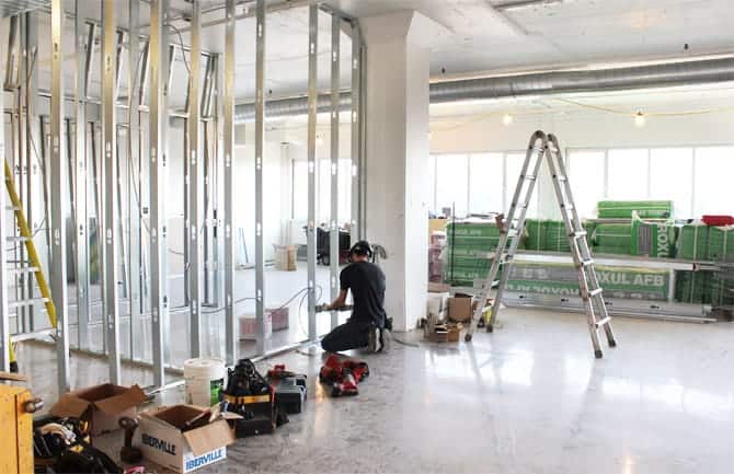 Construction bureaux Montréal - travaux intérieurs