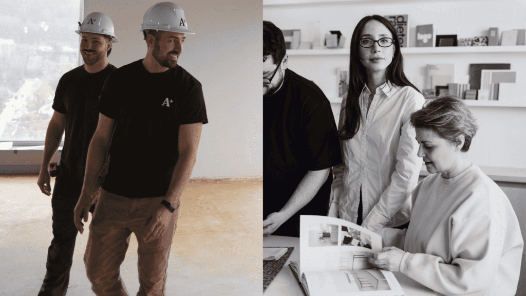 Surintendants en visite sur un site de construction et en réunion de planification.
